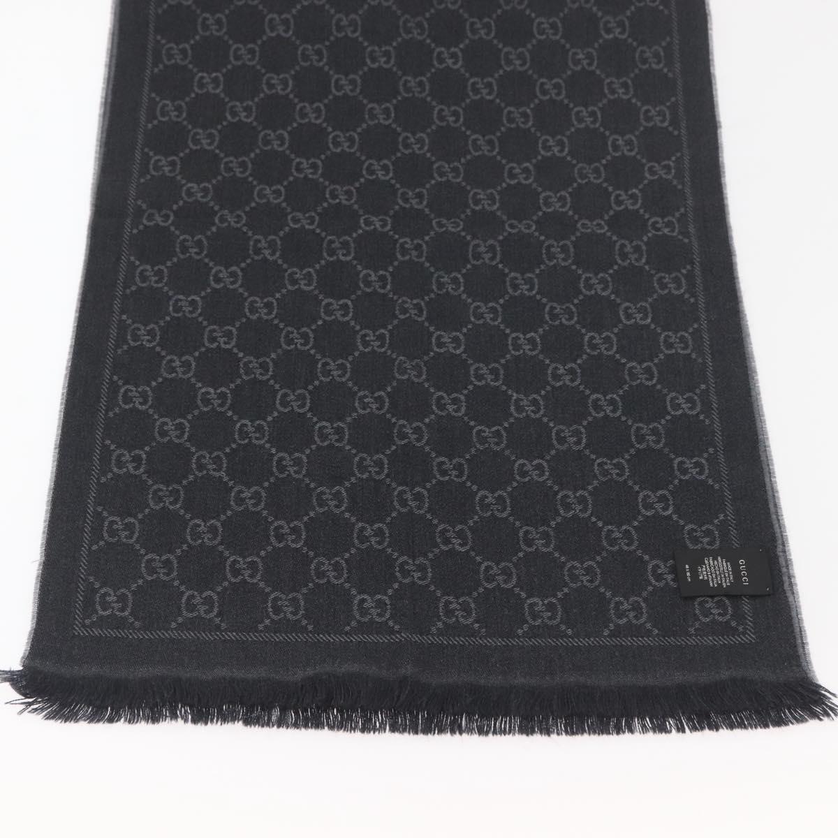 GUCCI GG Scarf Wool Gray Auth 174761A