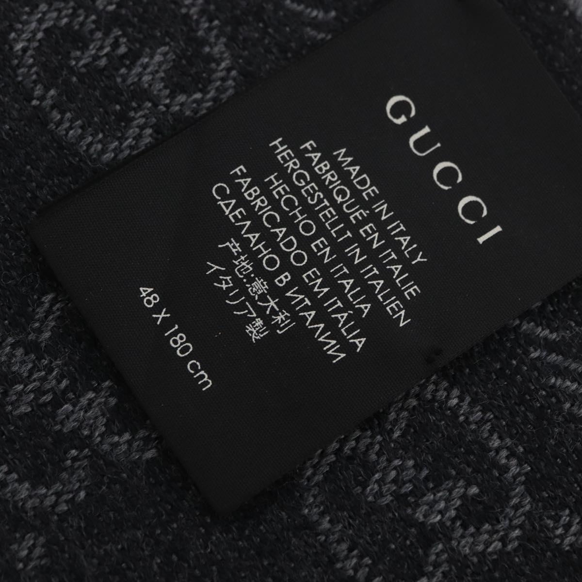 GUCCI GG Scarf Wool Gray Auth 174761A