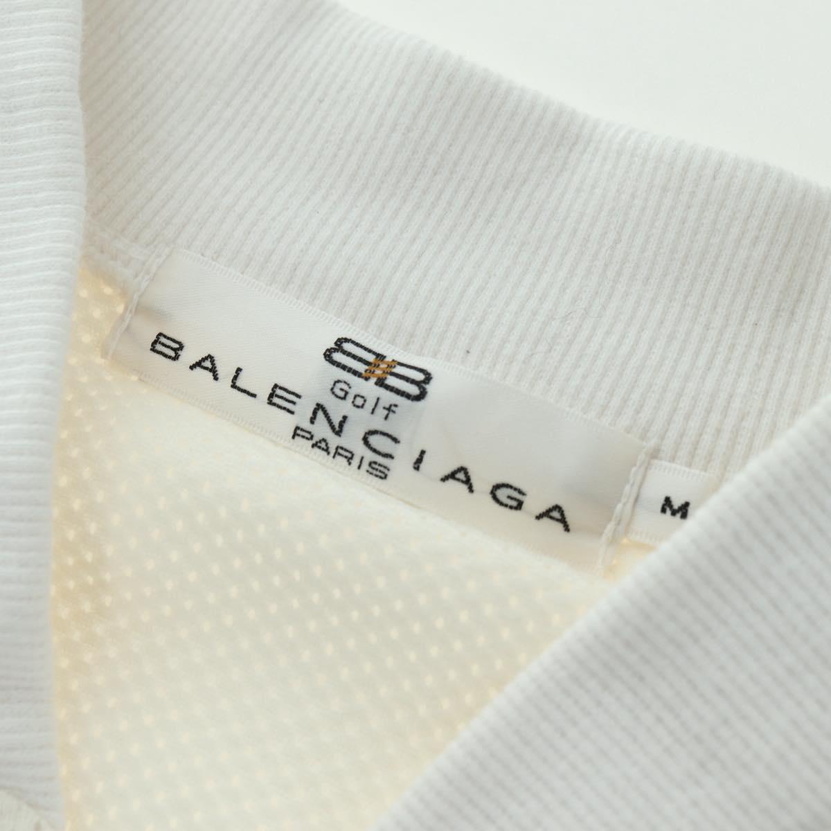 BALENCIAGA Short Sleeved Golf Jacket Polyester M White Auth 174764A