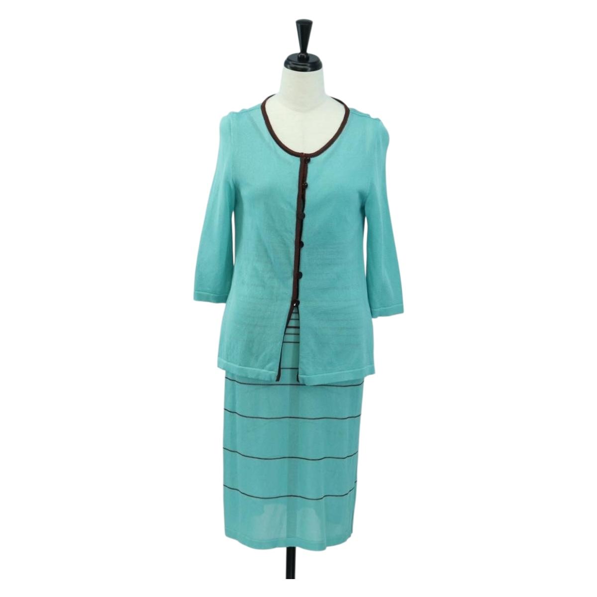 BALENCIAGA One Piece Dress And Jacket set Rayon Light Blue Auth 174767A
