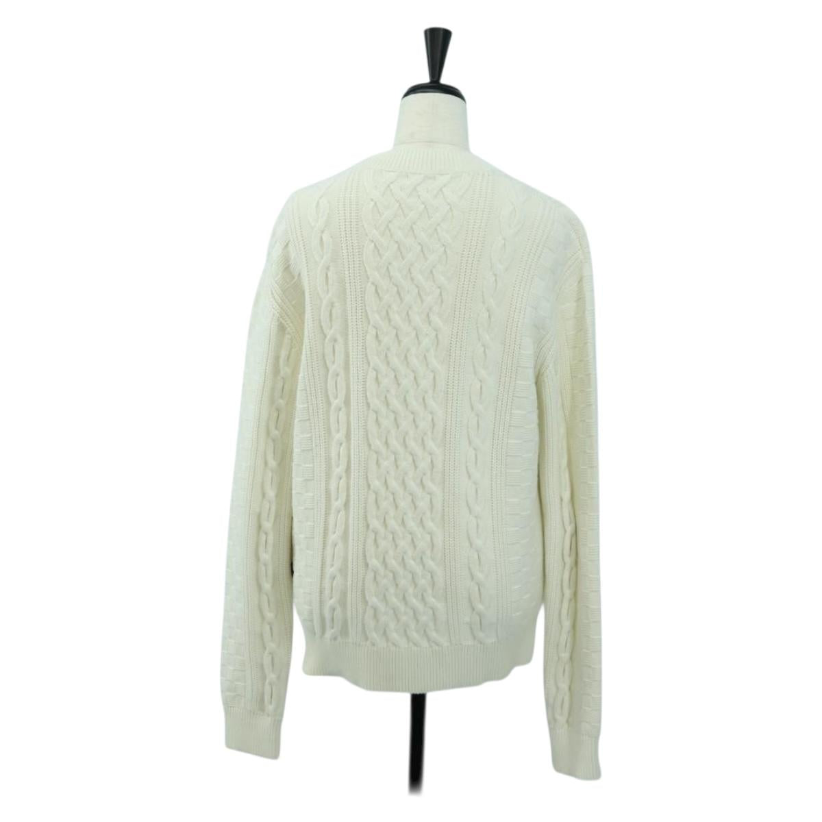 LOUIS VUITTON Knit Sweater Cotton XS White LV Auth 174771A