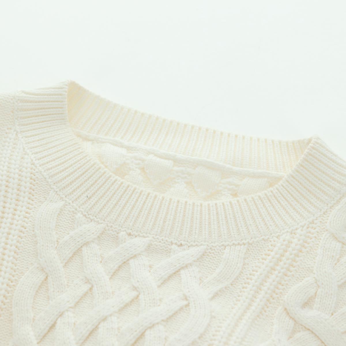 LOUIS VUITTON Knit Sweater Cotton XS White LV Auth 174771A