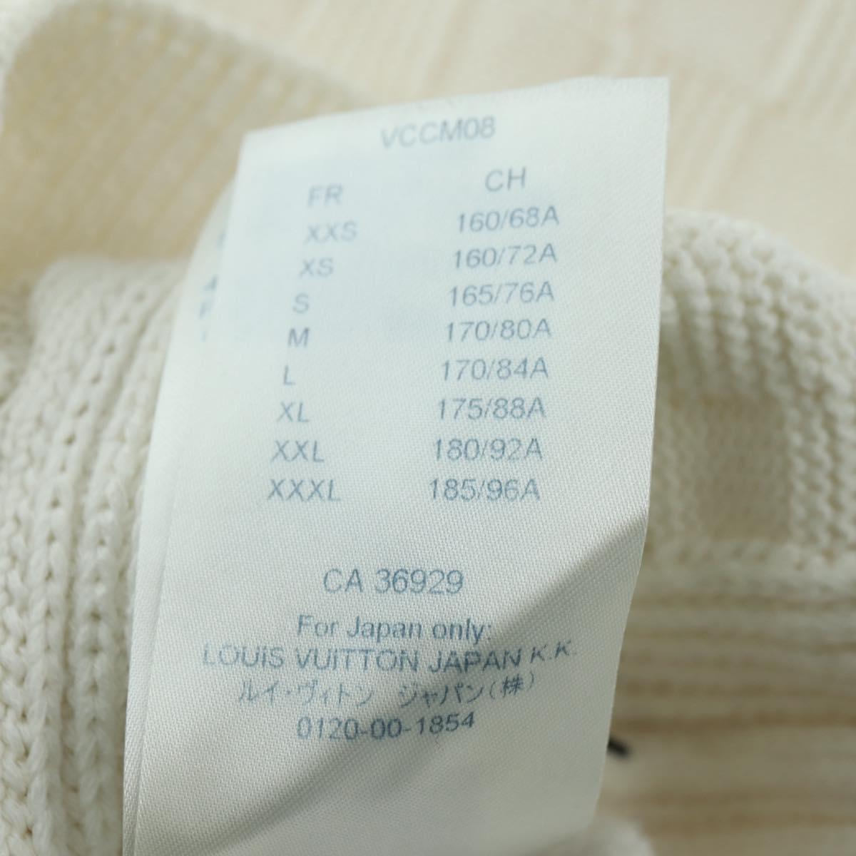 LOUIS VUITTON Knit Sweater Cotton XS White LV Auth 174771A