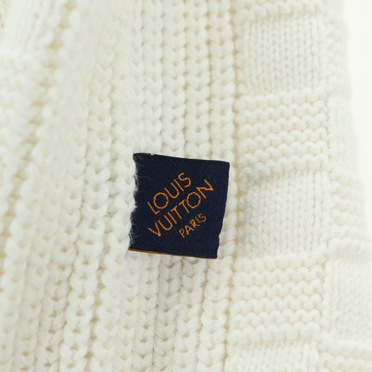 LOUIS VUITTON Knit Sweater Cotton XS White LV Auth 174771A
