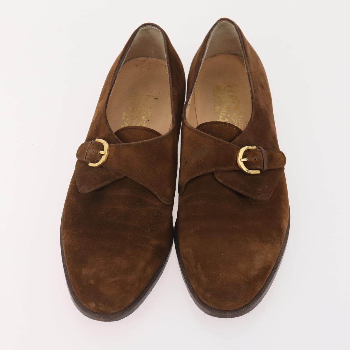 Salvatore Ferragamo Shoes Suede Leather 6 Set Brown Navy black Auth 174774