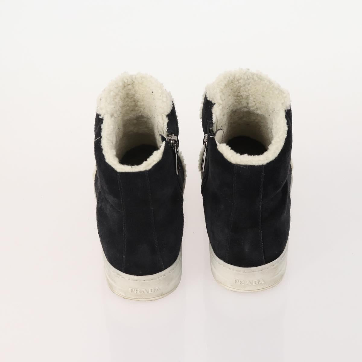 PRADA Shoes Suede Leather 5 Set Brown black Auth 174775