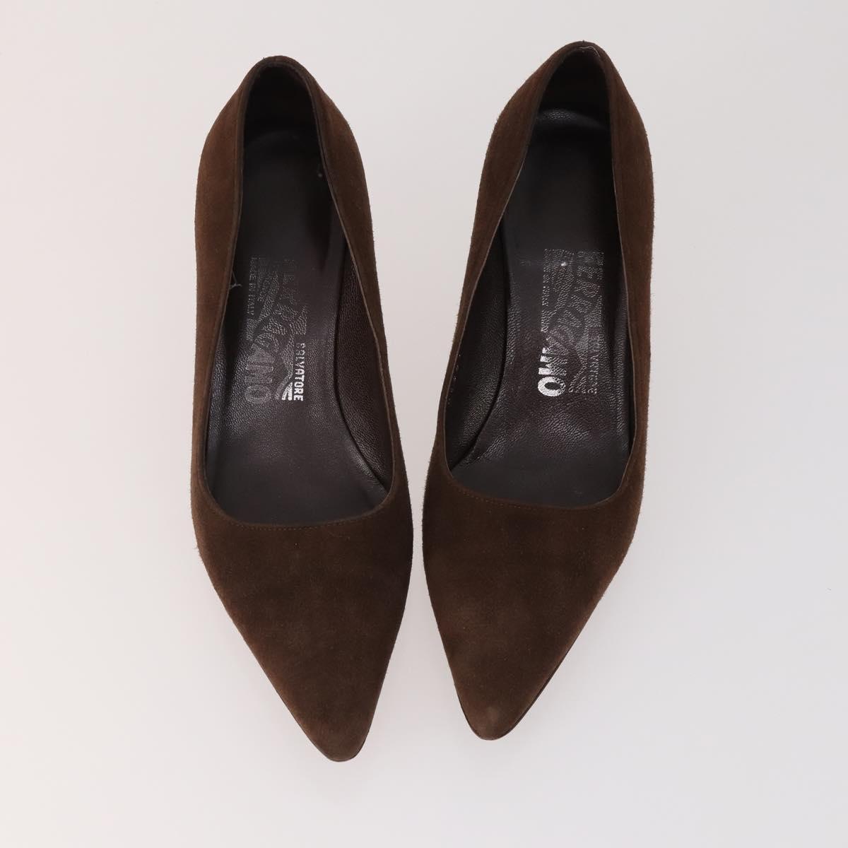 Salvatore Ferragamo Shoes Suede Leather 5 Set Brown Red black Auth 174776