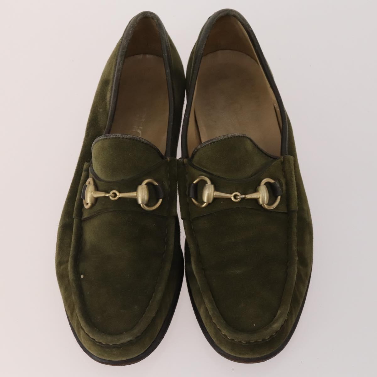 GUCCI Shoes Suede Leather 3 Set Black Khaki white Auth 174777