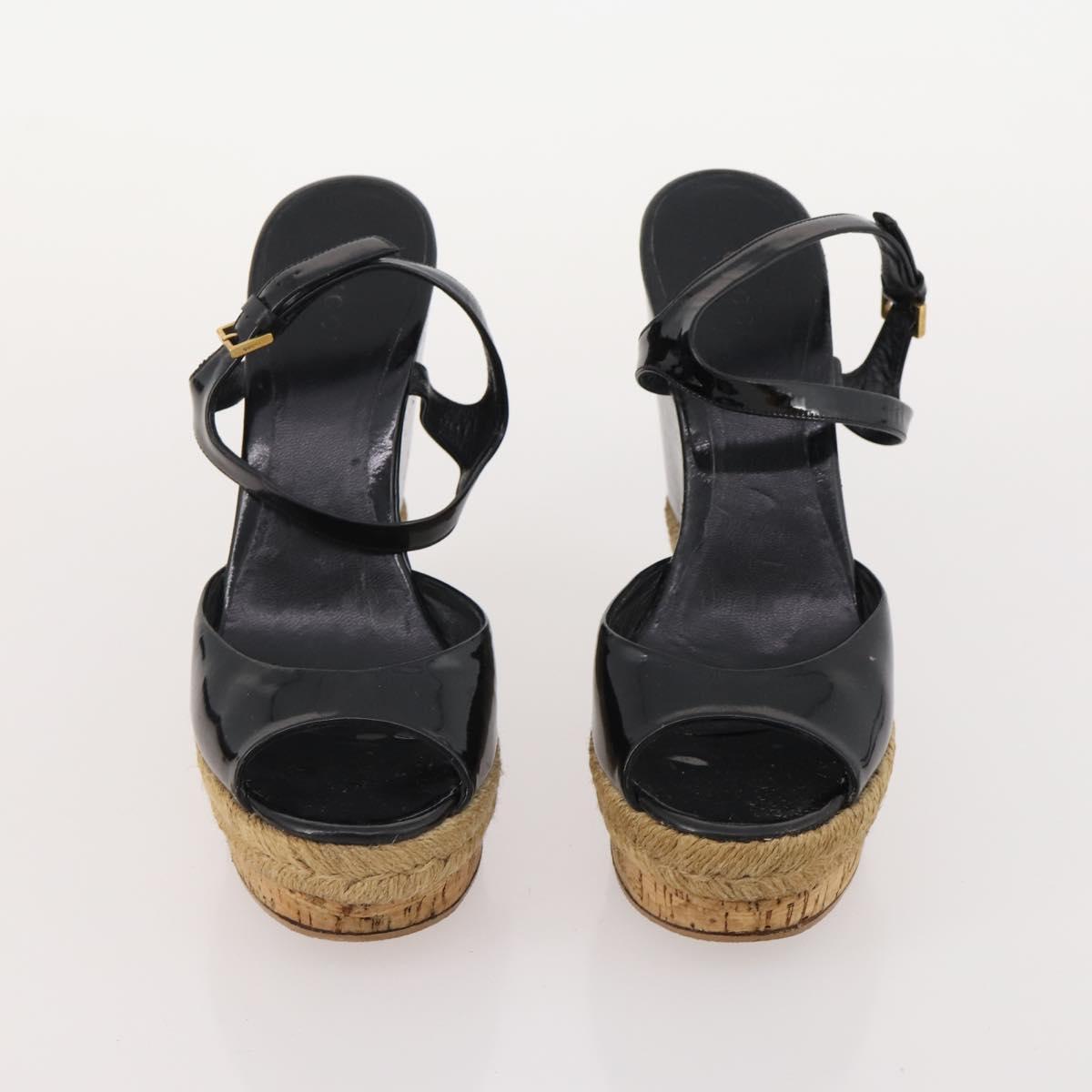 GUCCI Shoes Patent Leather 7 Set Black Brown Auth 174778
