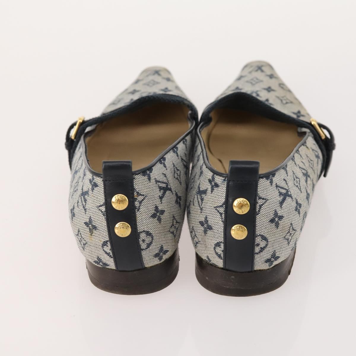 LOUIS VUITTON Monogram Mini Shoes Leather 5 Set Black Beige Navy LV Auth 174780