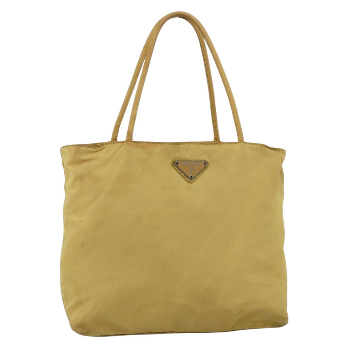 PRADA Hand Bag Nylon Yellow Silver Auth 174791