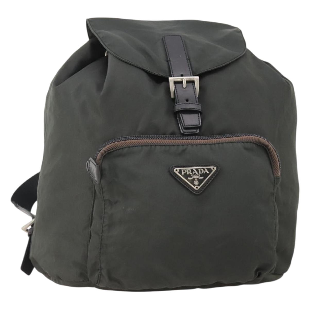 PRADA Backpack Nylon Gray Silver Auth 174793A
