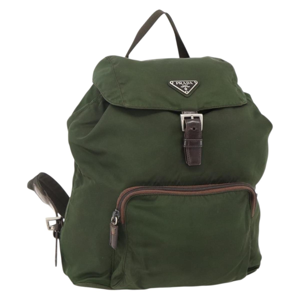 PRADA Backpack Nylon Green Auth 174836