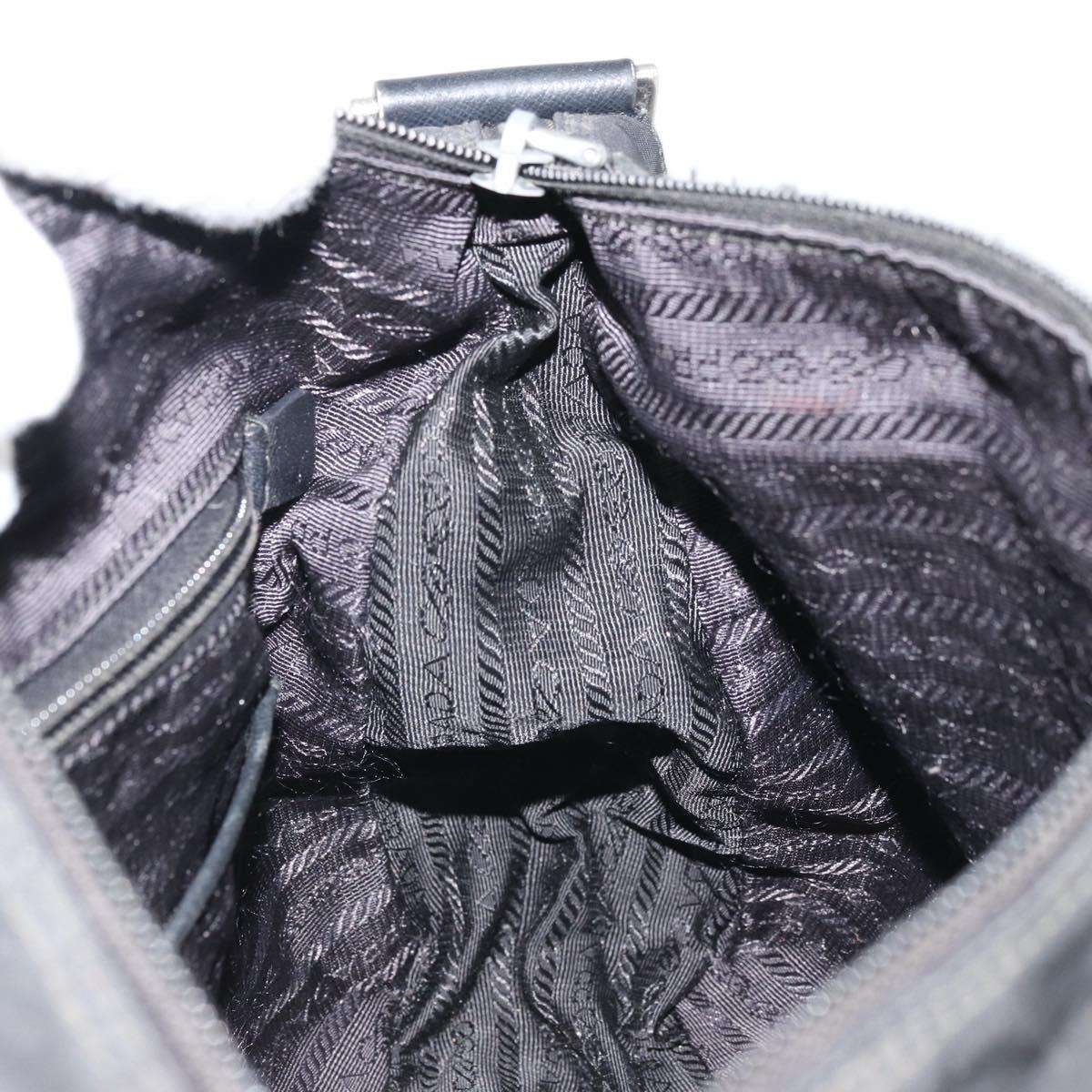PRADA Shoulder Bag Nylon Black Silver Auth 174852