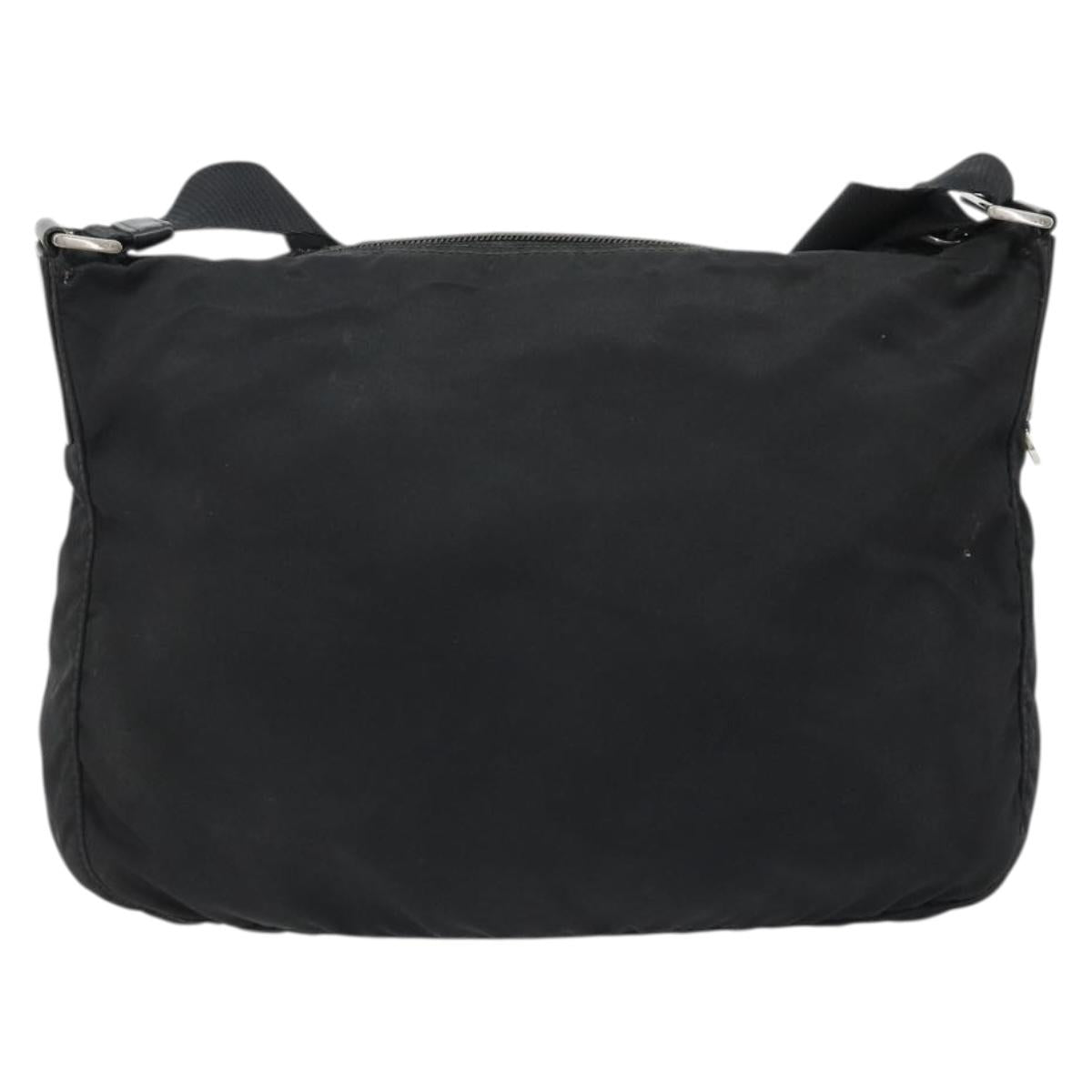 PRADA Shoulder Bag Nylon Black Silver Auth 174852