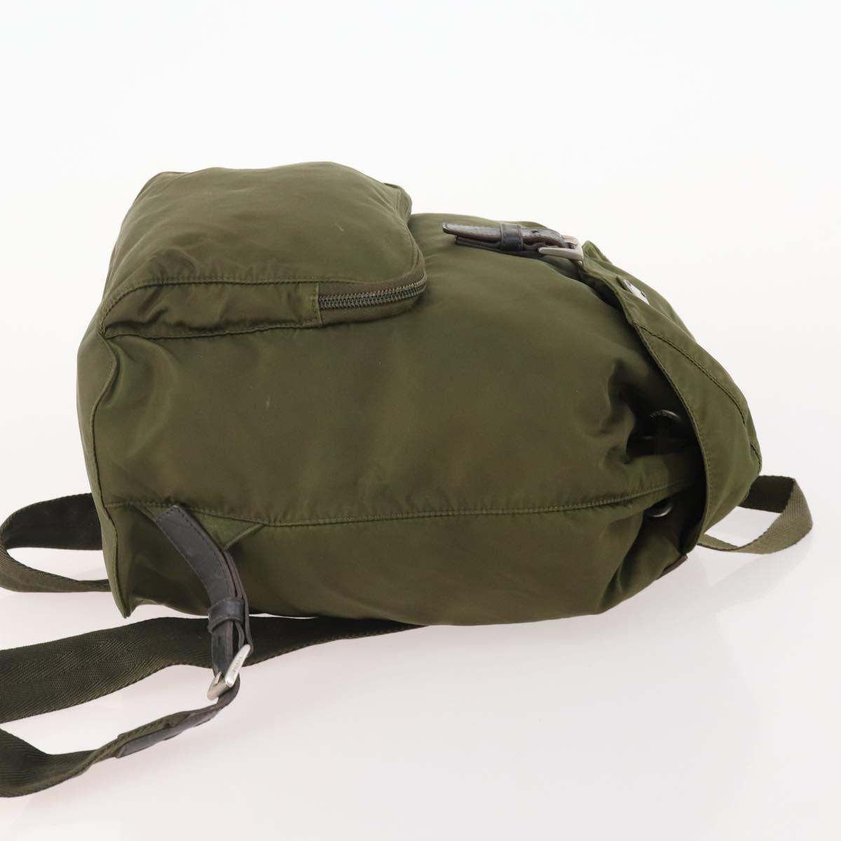 PRADA Backpack Nylon Khaki Silver Auth 174854