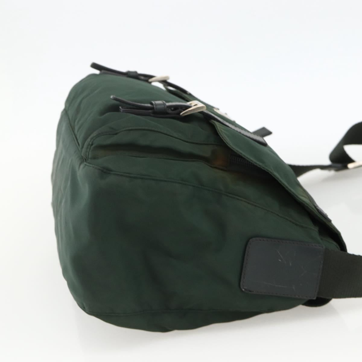PRADA Shoulder Bag Nylon Green Silver Auth 174855