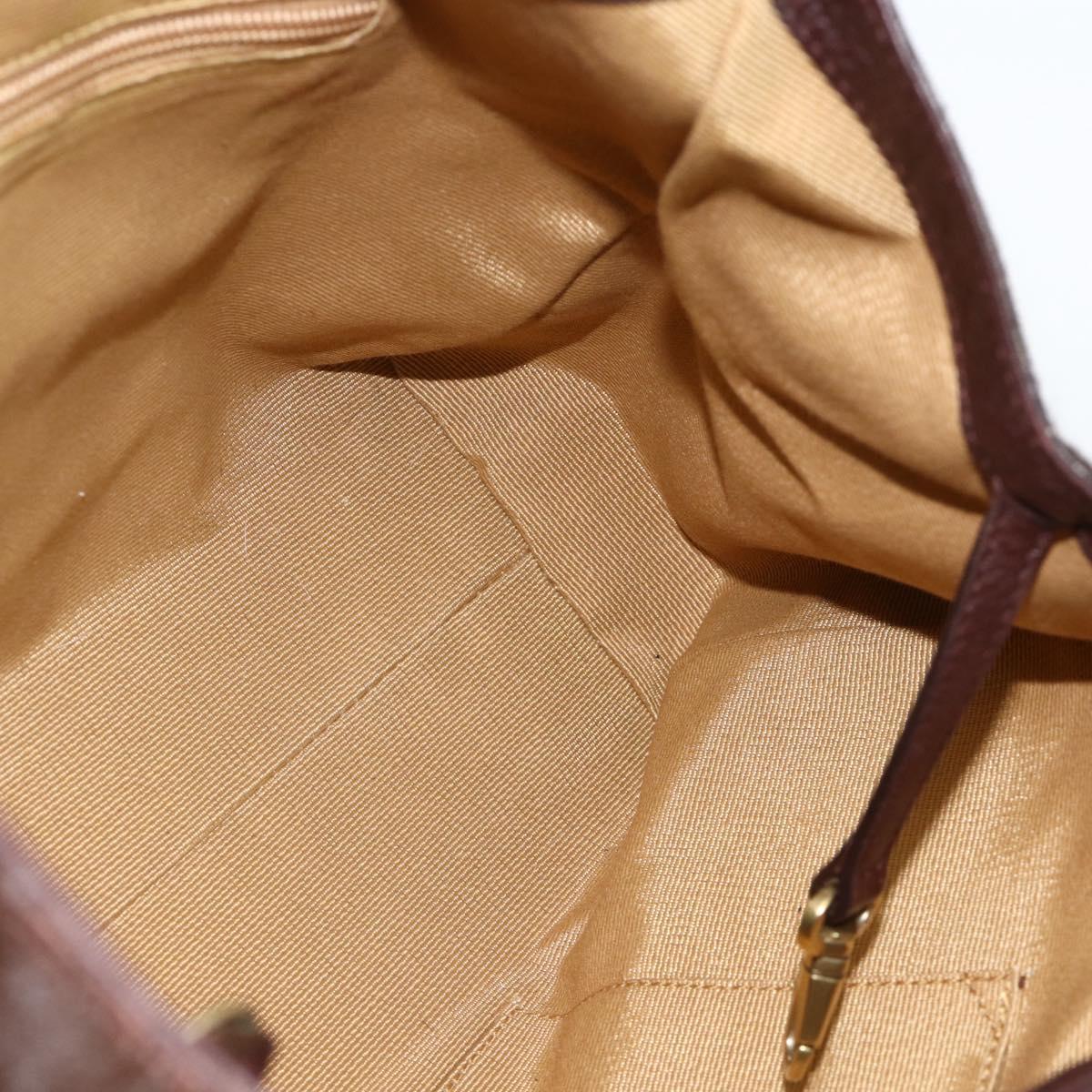 Salvatore Ferragamo Gancini Hand Bag Unborn Calf Skin Brown Gold Auth 174856A