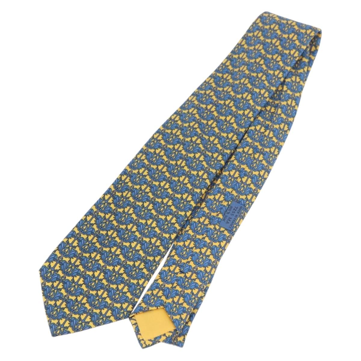 HERMES Necktie Silk Yellow Auth 174888A