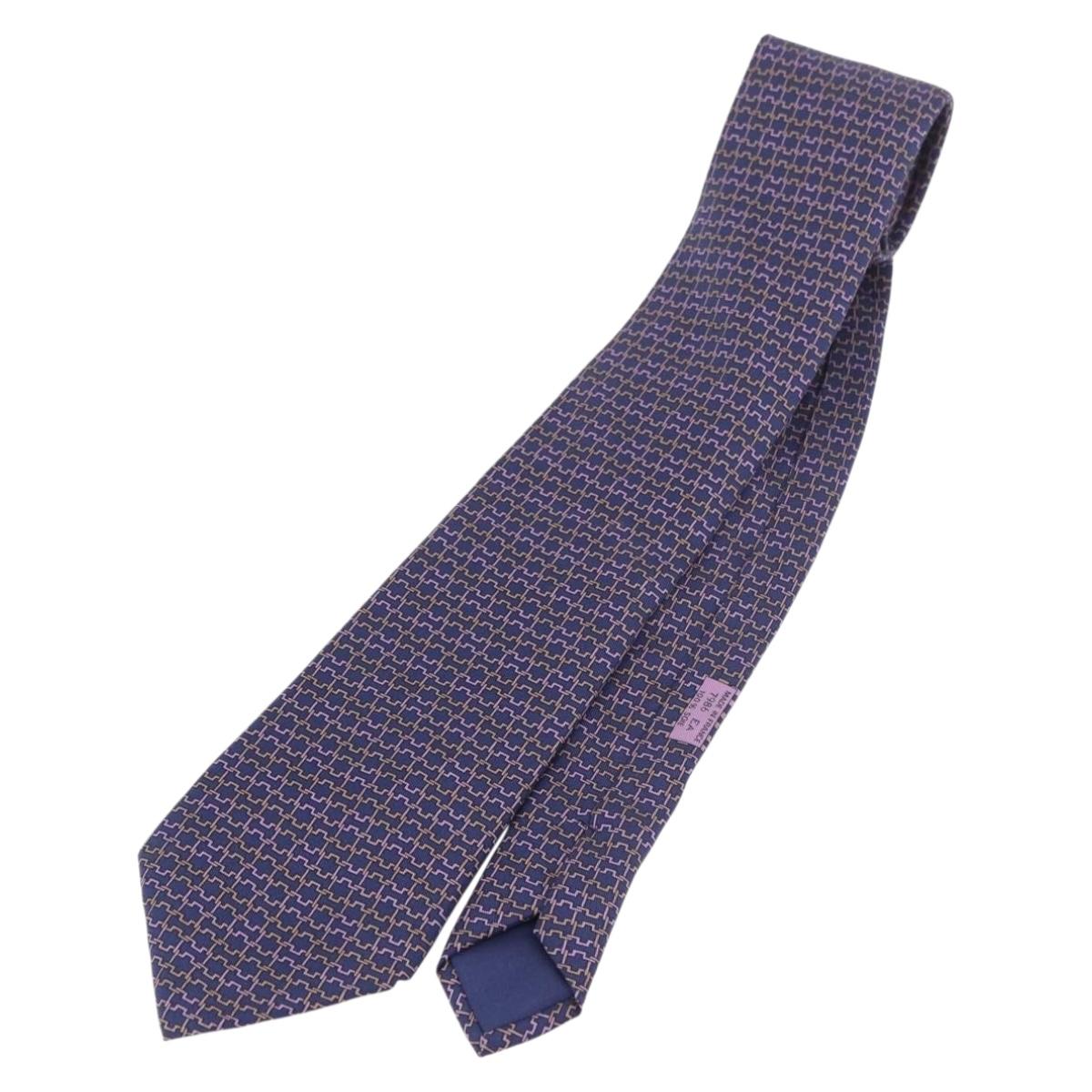 HERMES Necktie Silk Navy Auth 174890A