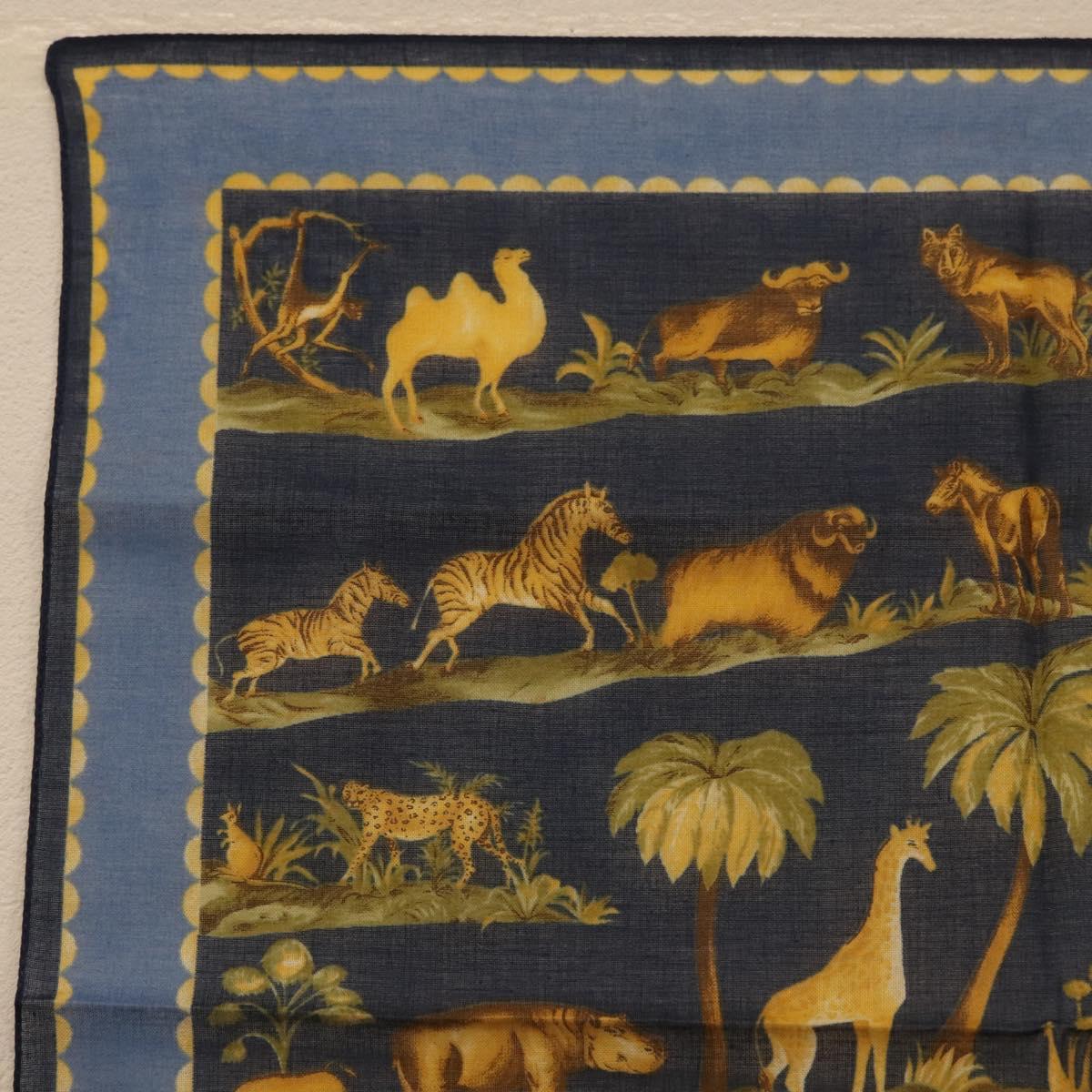 Salvatore Ferragamo Scarf Cotton Blue Auth 174899A