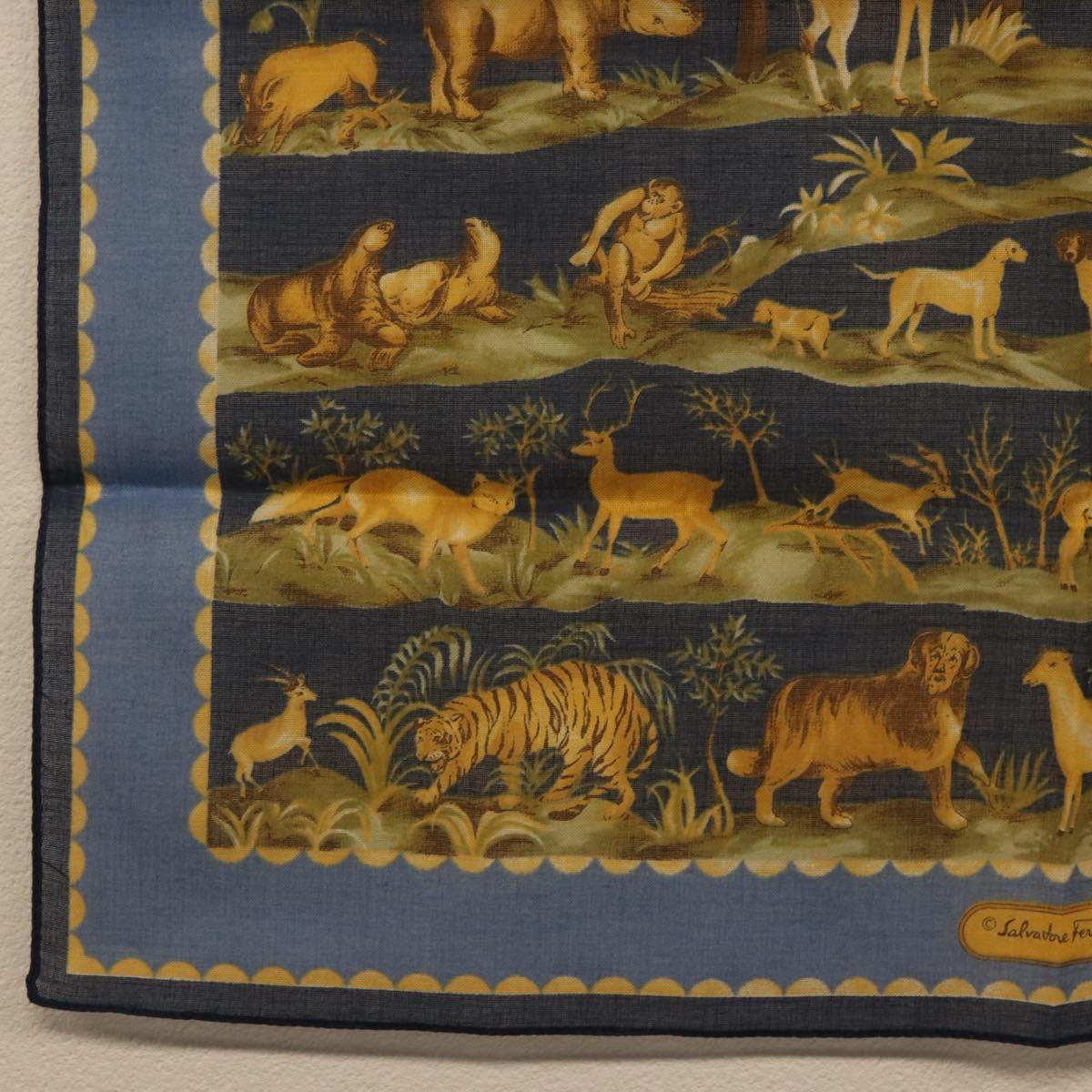 Salvatore Ferragamo Scarf Cotton Blue Auth 174899A