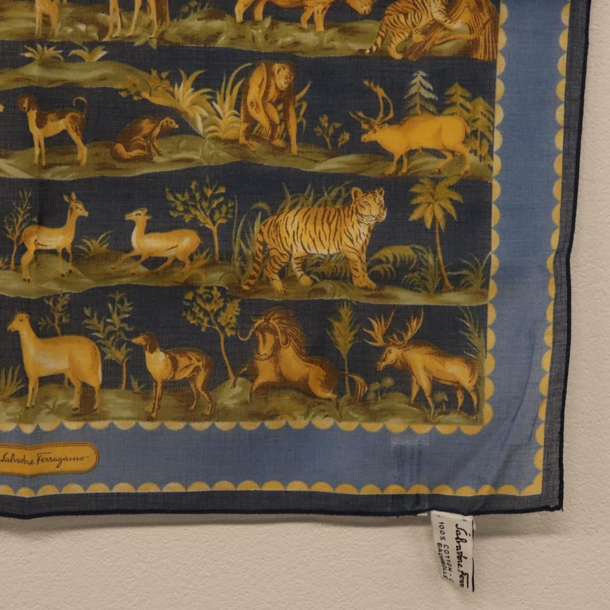 Salvatore Ferragamo Scarf Cotton Blue Auth 174899A