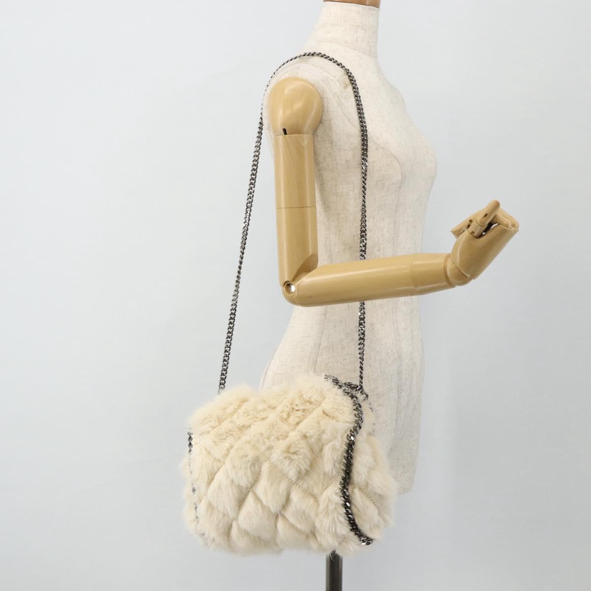 Stella MacCartney Falabella Tote Bag Fur 2way White Silver Auth 174918A