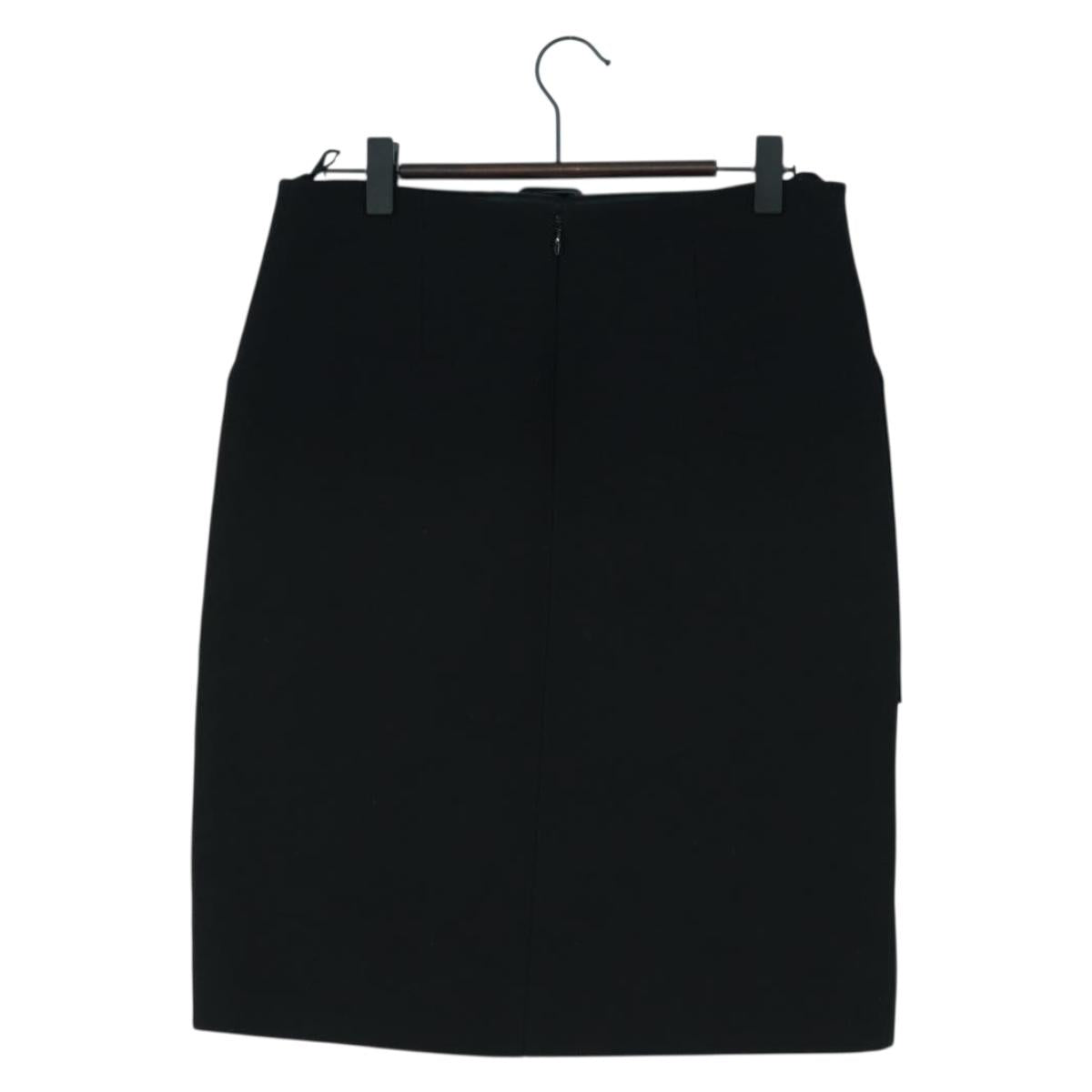 CELINE Skirt Wool Black Auth 174923A
