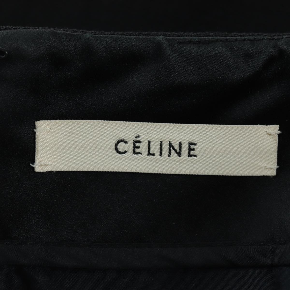 CELINE Skirt Wool Black Auth 174923A