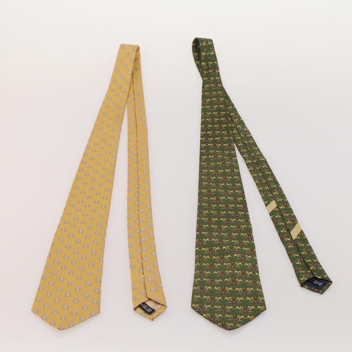 Salvatore Ferragamo Necktie Silk 10 bottles set Blue Navy yellow Auth 174928