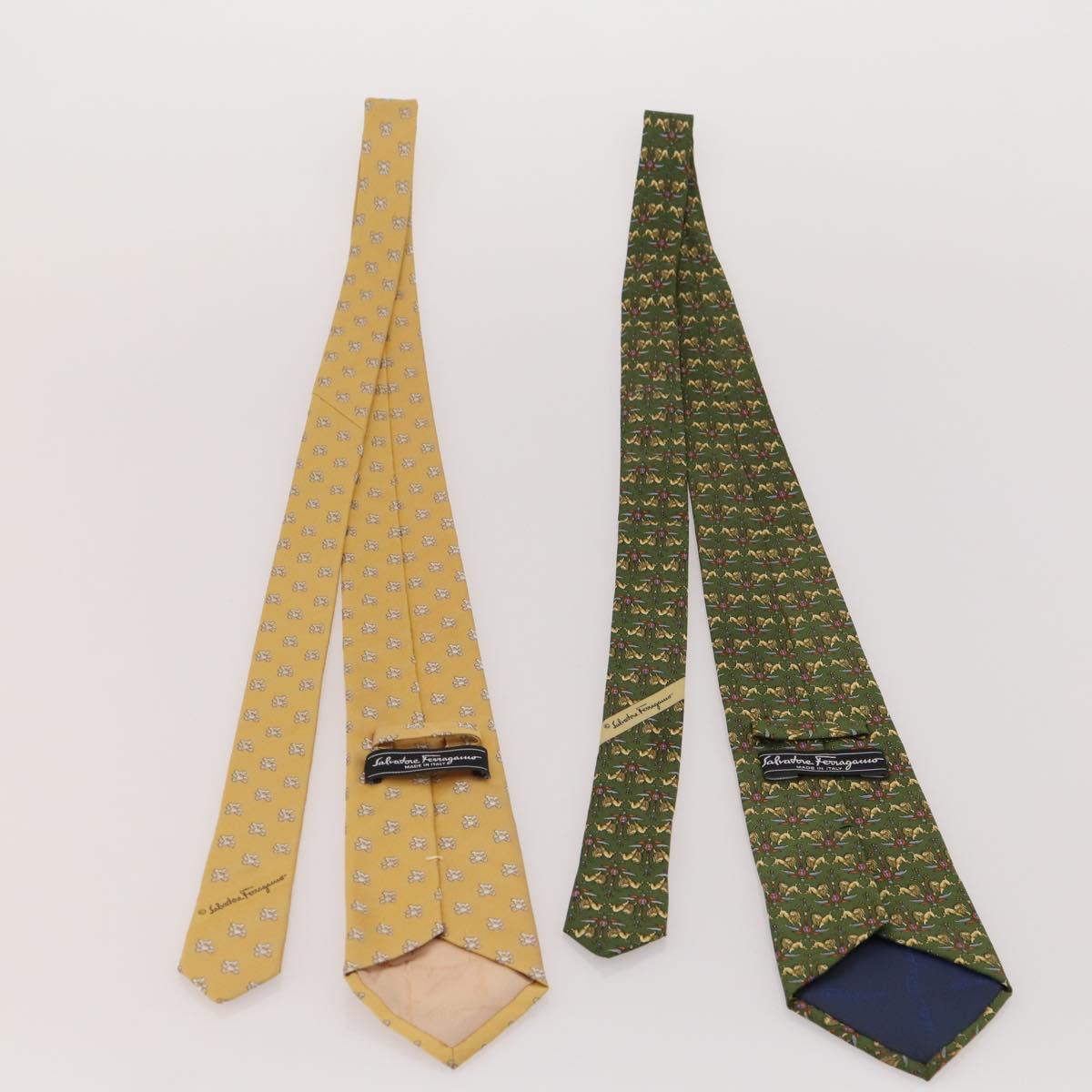 Salvatore Ferragamo Necktie Silk 10 bottles set Blue Navy yellow Auth 174928