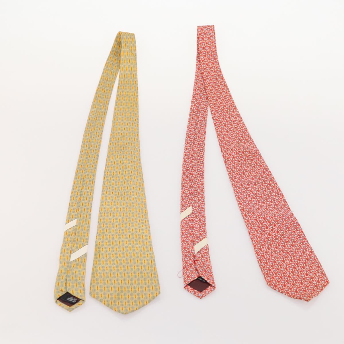 Salvatore Ferragamo Necktie Silk 10 bottles set Blue Navy yellow Auth 174928