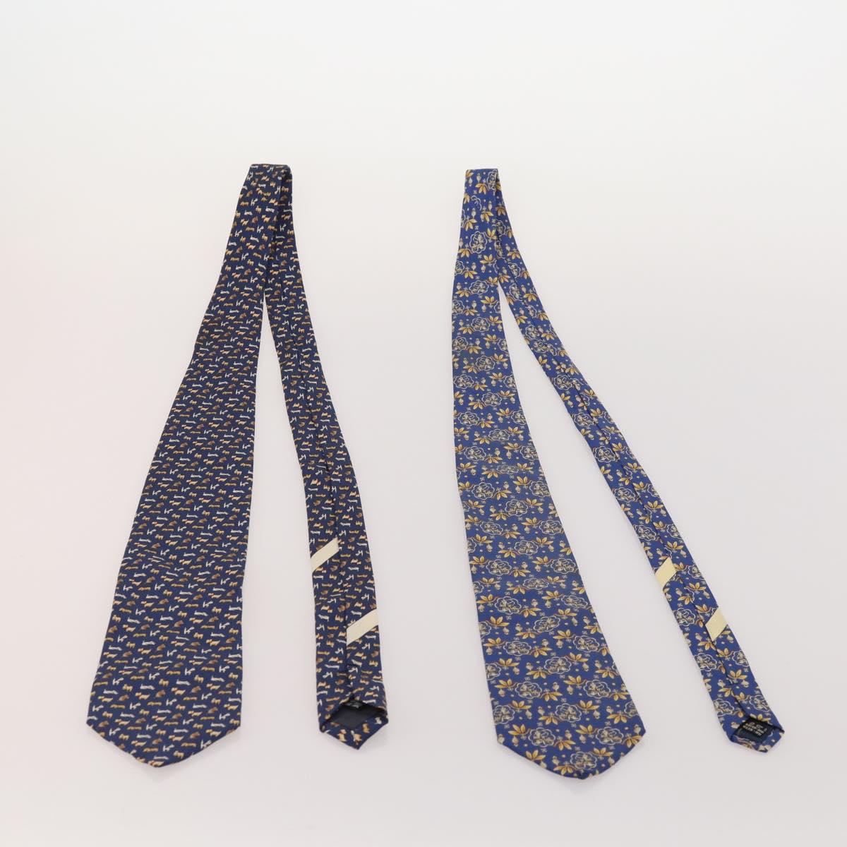 Salvatore Ferragamo Necktie Silk 10 bottles set Blue Navy yellow Auth 174930