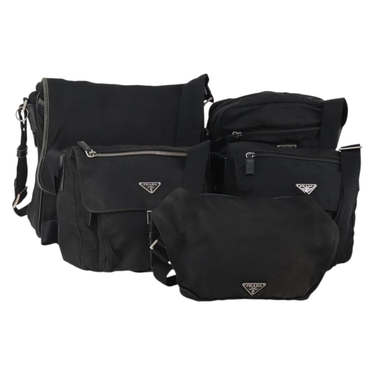 PRADA Shoulder Bag Nylon 5 Set Black Auth 174963