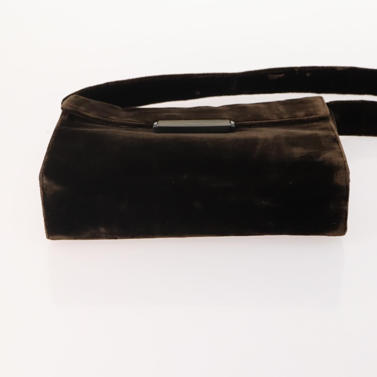 PRADA Shoulder Bag Nylon Velour 4 Set Black Green Auth 174976