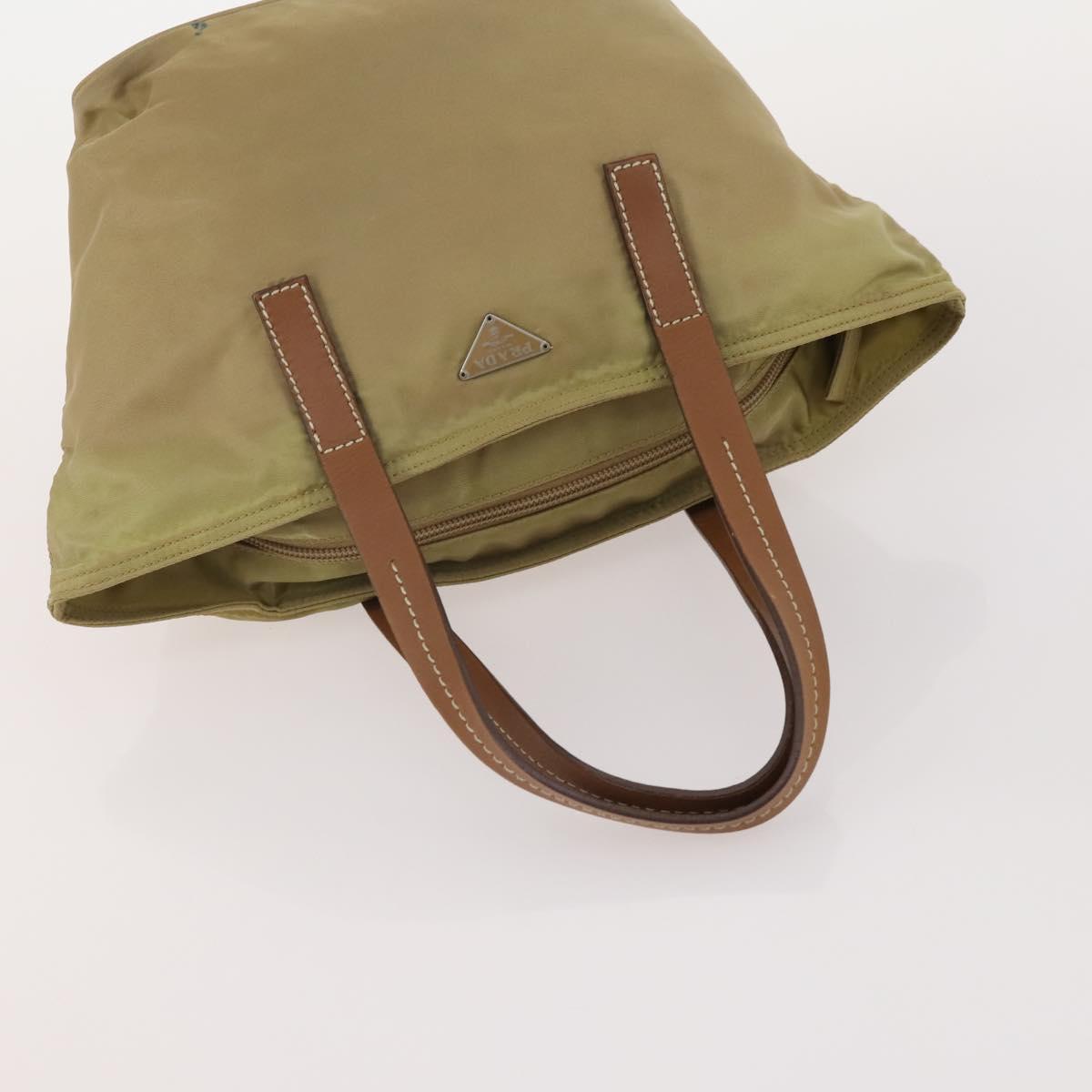 PRADA Hand Bag Nylon 5 Set Beige Green Auth 174981