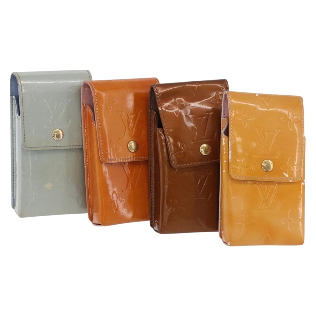 LOUIS VUITTON Vernis Cigarette Case 4 Set Bronze Pink Lavand LV Auth 175001