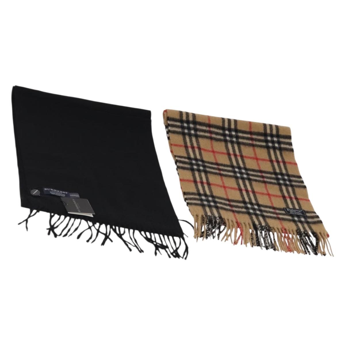 Burberrys Burberry Nova Check Scarf Cashmere 2 Set Black Beige Auth 175006