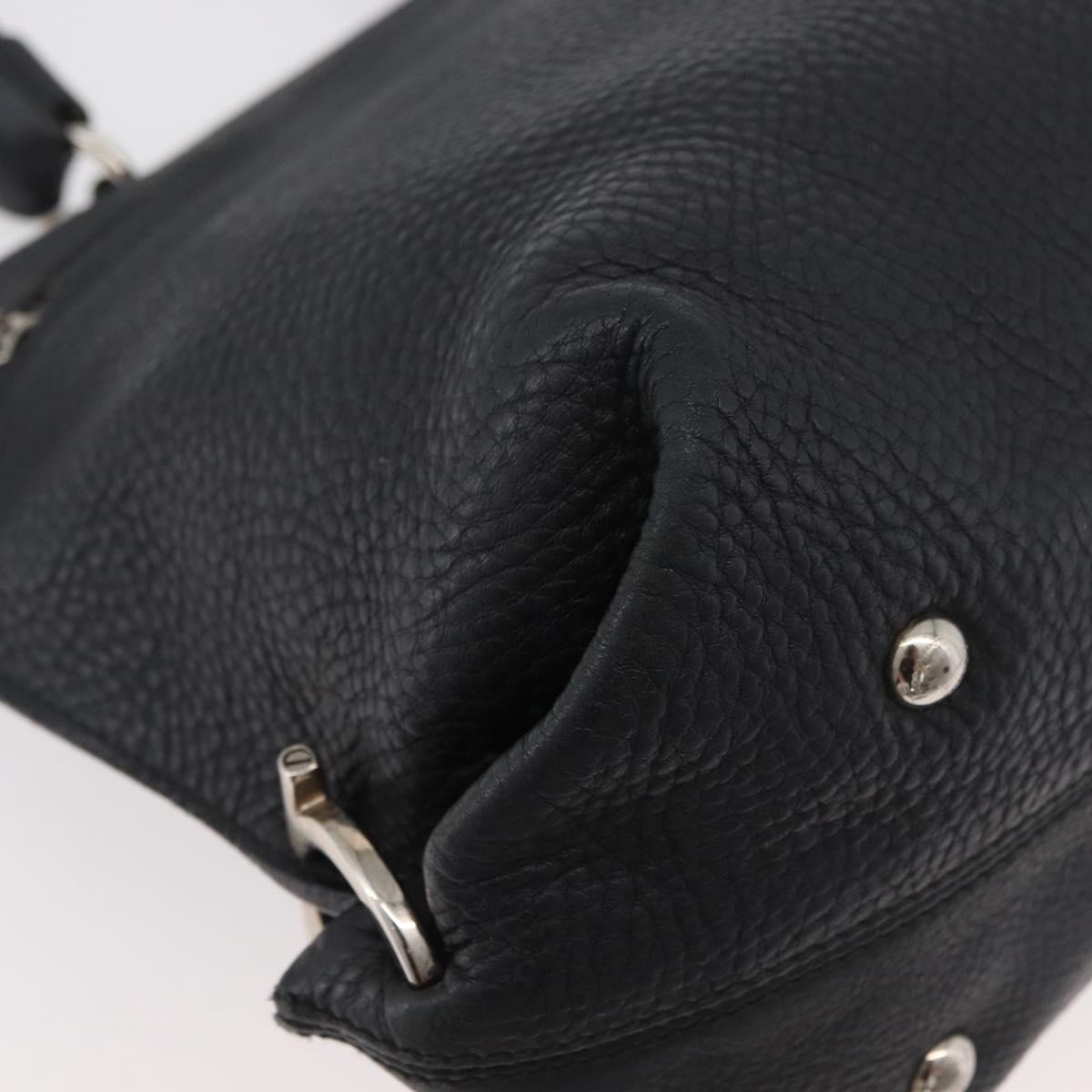 Salvatore Ferragamo Gancini Sofia Bag Leather 2way Black Silver Auth 175040A
