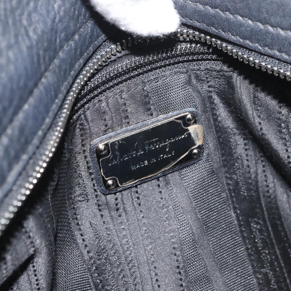 Salvatore Ferragamo Gancini Sofia Bag Leather 2way Black Silver Auth 175040A
