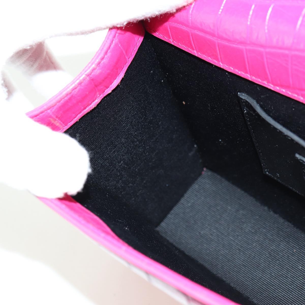 SAINT LAURENT Chain Shoulder Bag Leather Pink Silver Auth 175043SAM