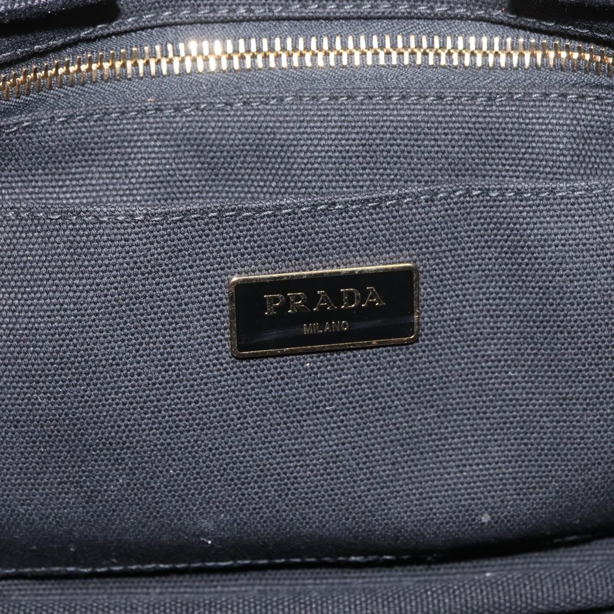 PRADA Canapa PM Hand Bag Canvas Black Gold Auth 175050SAM