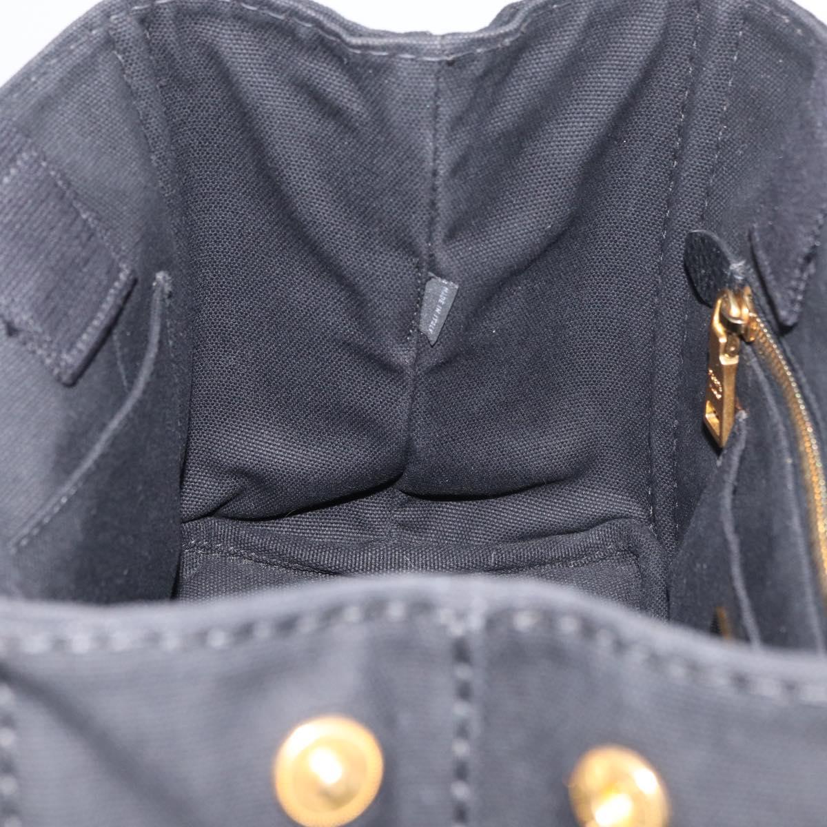 PRADA Canapa PM Hand Bag Canvas Black Gold Auth 175050SAM