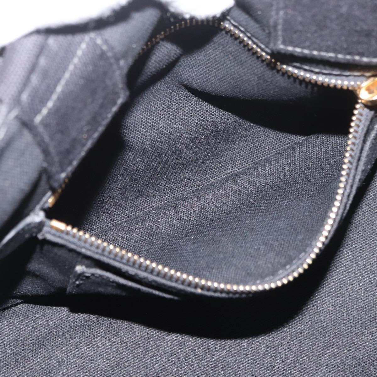 PRADA Canapa PM Hand Bag Canvas Black Gold Auth 175050SAM