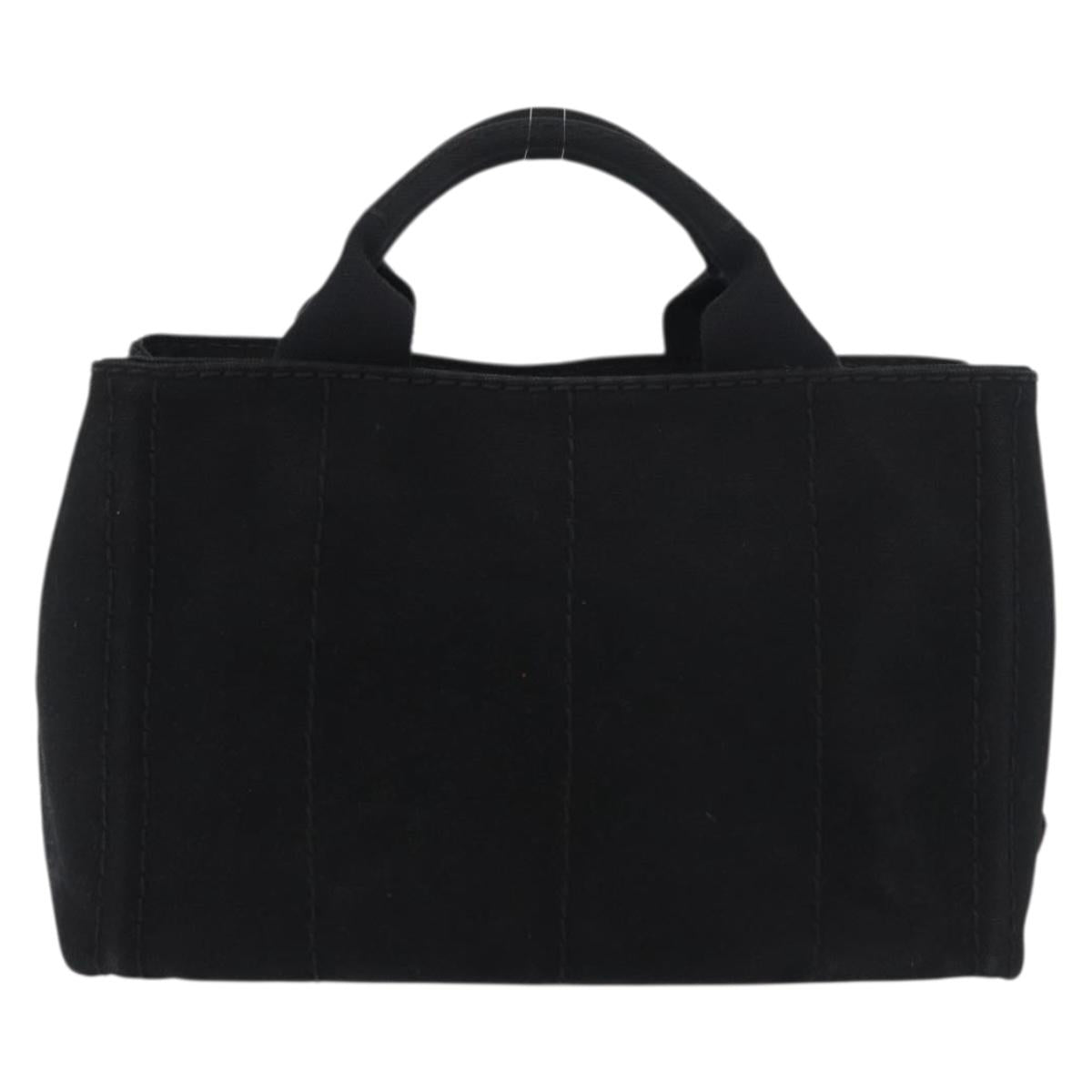 PRADA Canapa PM Hand Bag Canvas Black Gold Auth 175050SAM