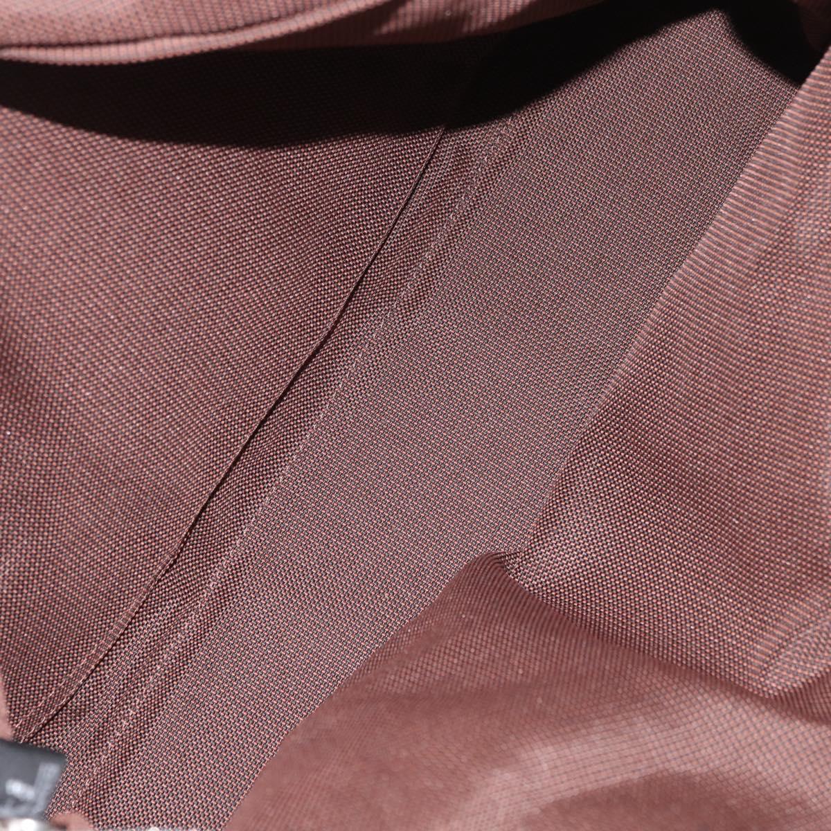 HERMES Her Line MM Hand Bag Canvas Brown Silver Auth 175053A