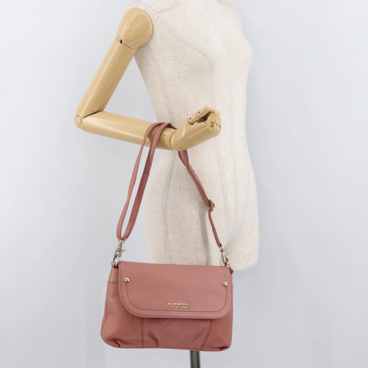 BURBERRY Blue Label Shoulder Bag Leather Pink Gold Auth 175055A