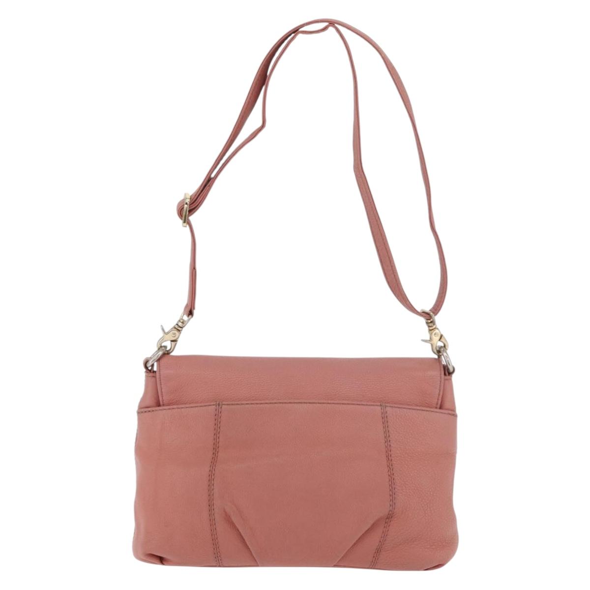 BURBERRY Blue Label Shoulder Bag Leather Pink Gold Auth 175055A