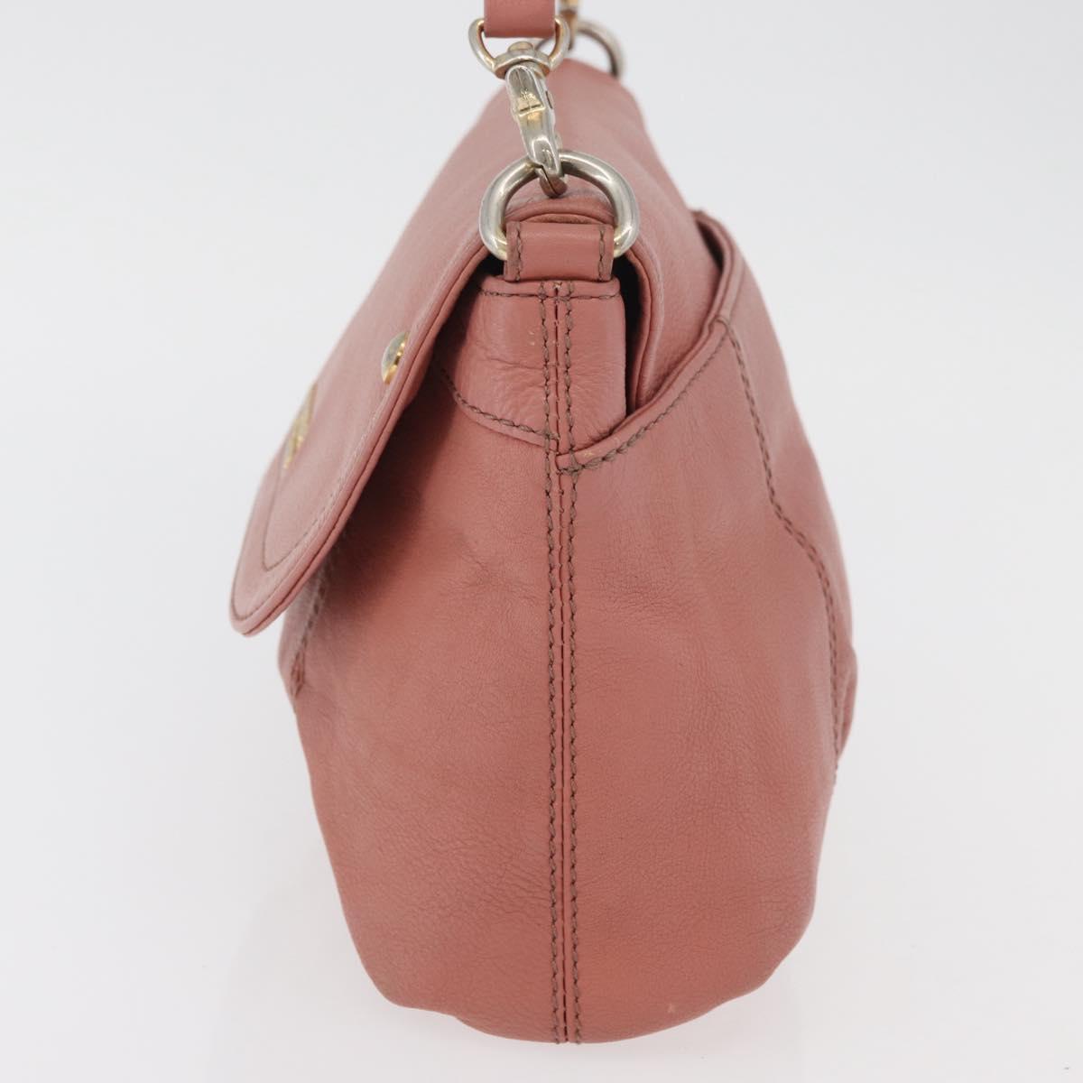 BURBERRY Blue Label Shoulder Bag Leather Pink Gold Auth 175055A